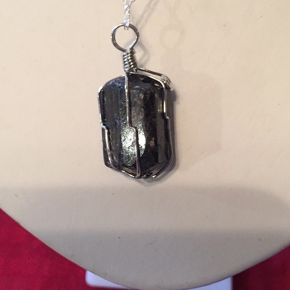 Natural Genuine Druzy Black Tourmaline Pendant - Picture 2 of 2